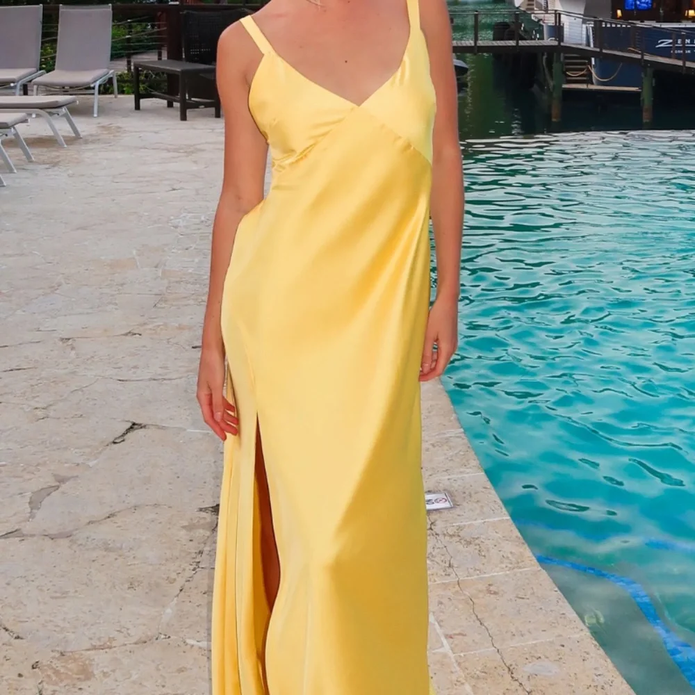 Show Me Your MuMu Anderson Maxi Dress in Yellow Luxe Satin - Picture 2 of 6